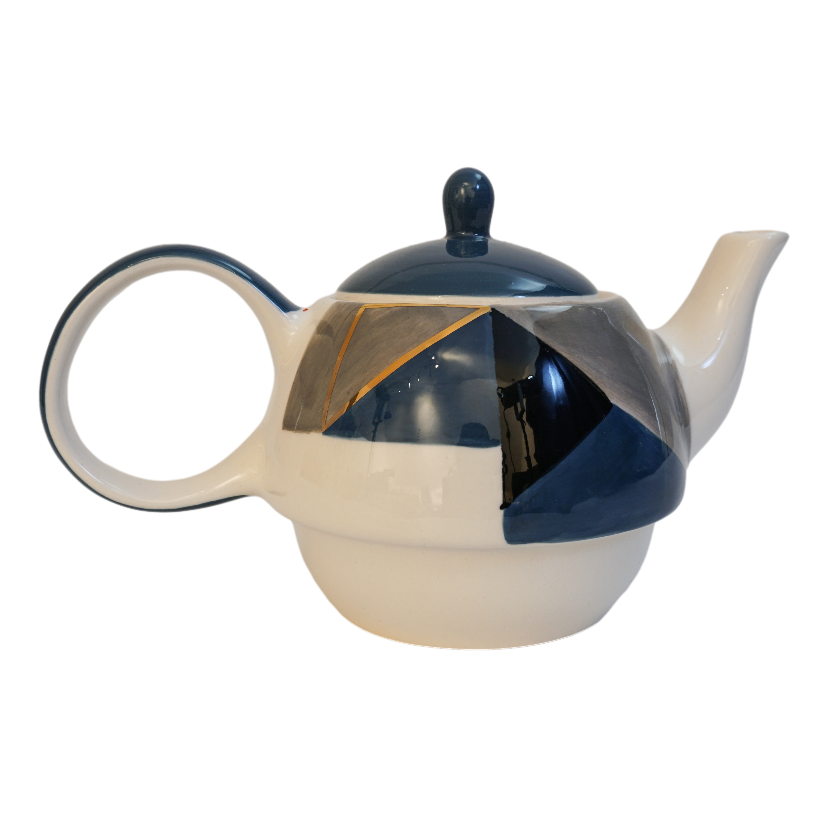 Tea-for-one Set  &quot;Caspian&quot; Kanne: 0,4 l, Tasse: 0,2 l, Keramik mit Goldauflage, 4-teilig, Kanne: H 12 cm, Ø 5,5 cm Tasse: H 6 cm, Ø 10 cm