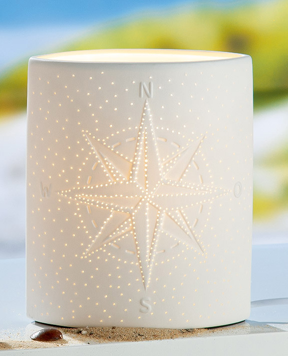 Porzellan Lampe Ellipse Windrose 