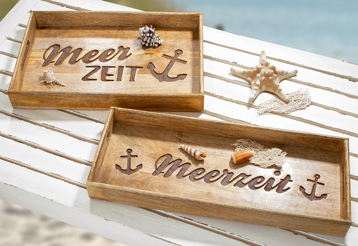 Holz Deko Tablett &quot;Meerzeit&quot;