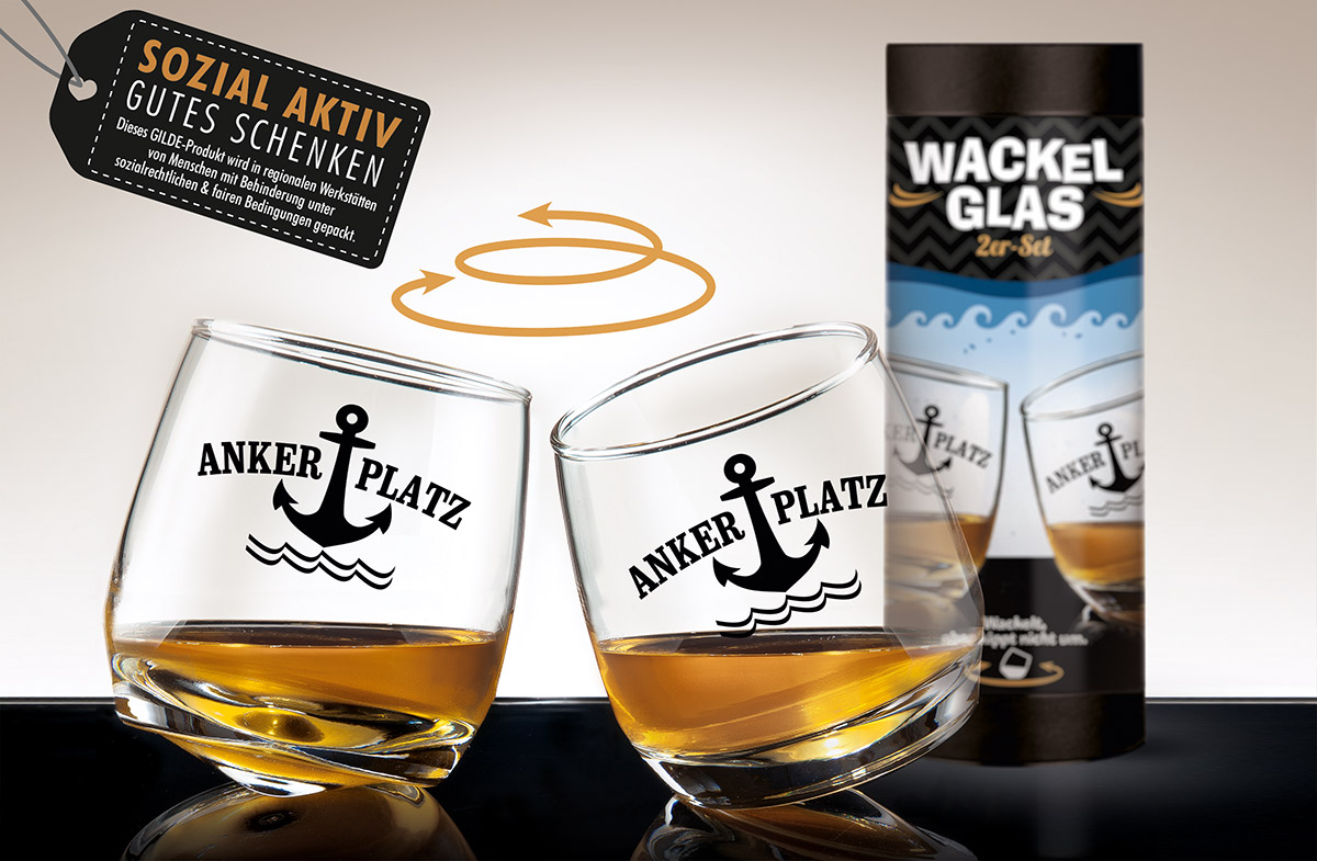 Wackelglas &quot;Ankerplatz&quot; 2er-Set