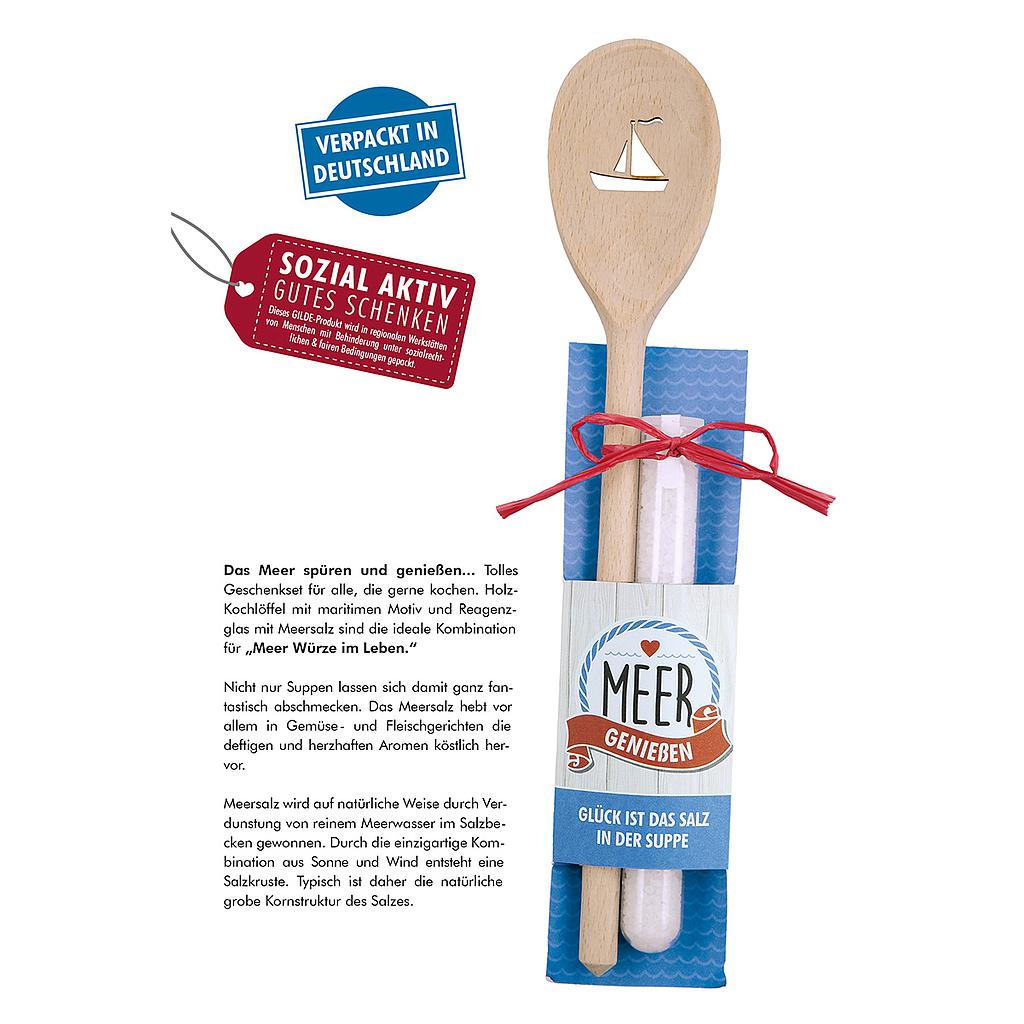 Holz Kochlöffel + Meersalz &quot;Glück ist…&quot;