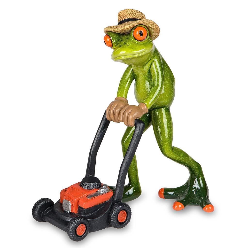 Frosch mit Rasenmäher