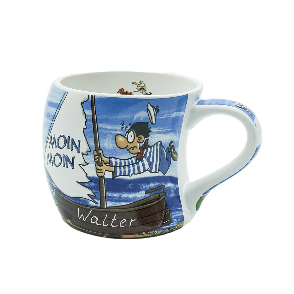 Keramik-Gravurbecher &quot;Hösti-Design&quot;, windgebogen MOIN MOIN