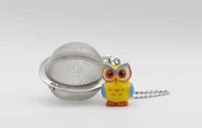 Tee-Ei &quot;Eule&quot; Edelstahl, mit Eulen-Anhänger  Ø 5 cm