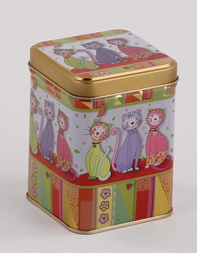 Dose &quot;Evi&quot;, 100 g Weißblech, eckig, Stülpdeckel Metallic-Effekt 7,2 x 7,2 x 9,9 cm