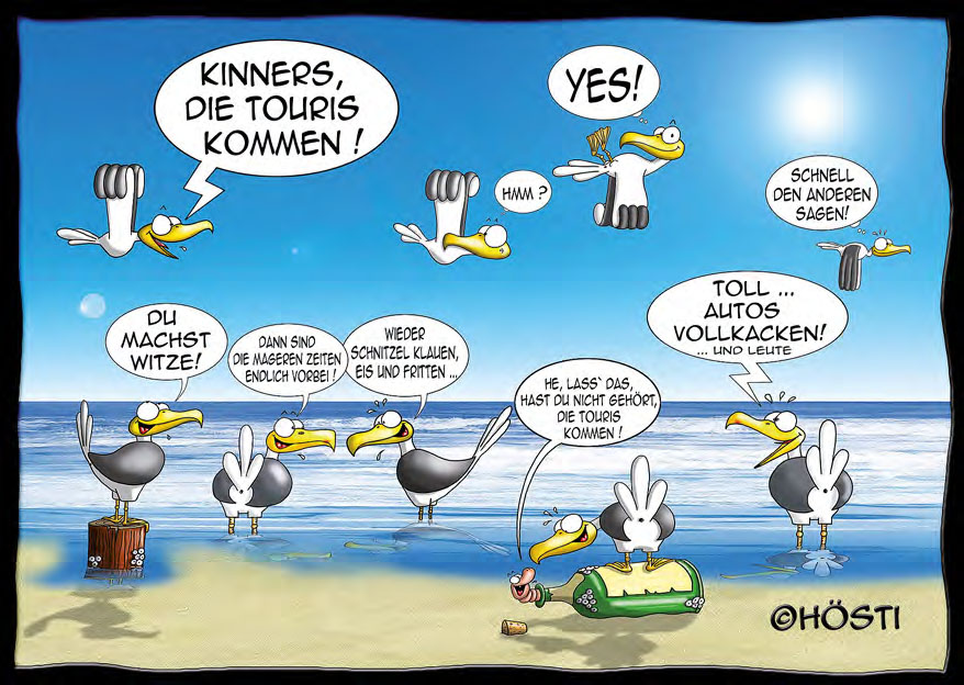 Hösti Postkarte "Kinners, die Touristen kommen"