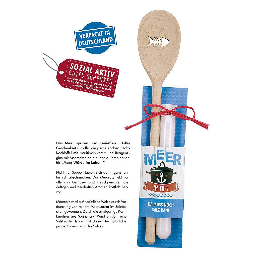 Holz Kochlöffel + Meersalz "Da muss noch Salz dran
