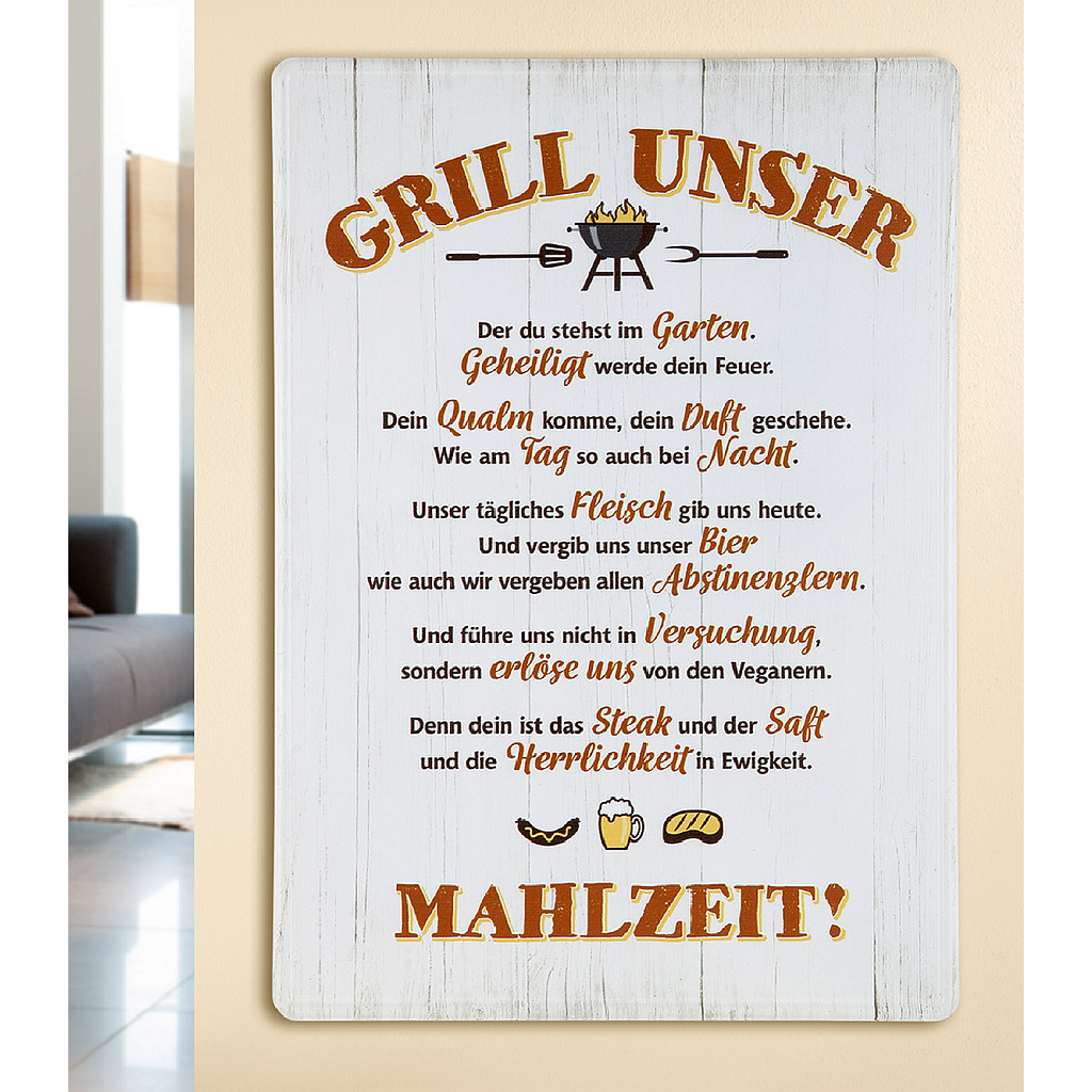 Metall Schild Weisheit &quot;GRILL UNSER&quot;