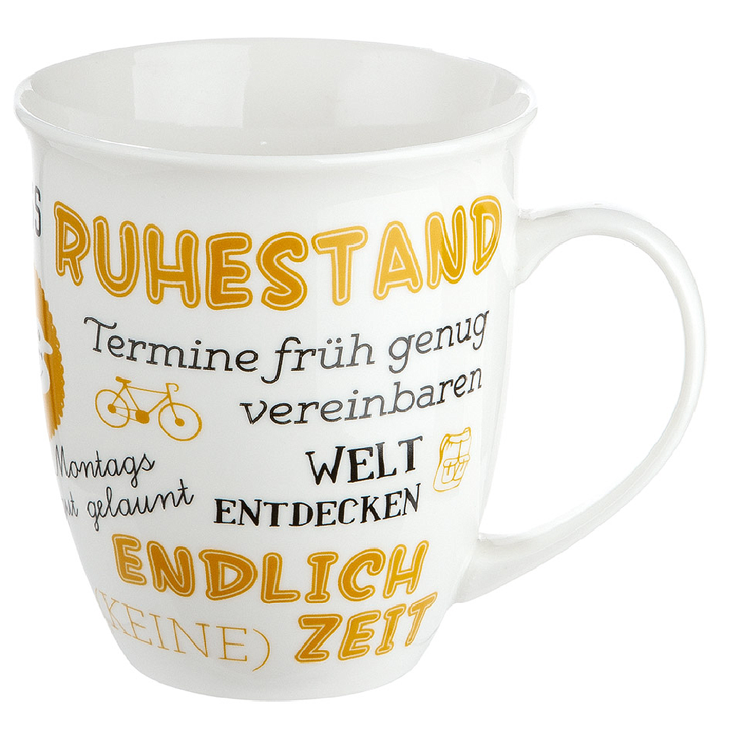 Porzell Jumbo-Tasse &quot;Ruhestand&quot; 