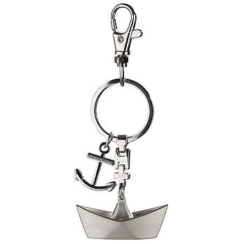 Schlüsselanhänger, Boot, Metall, silberfarben, 