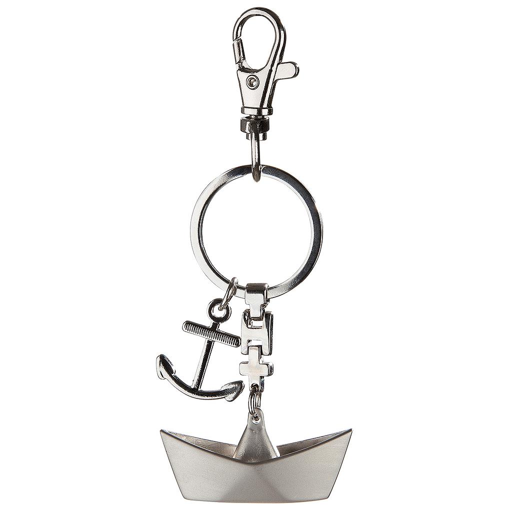 Schlüsselanhänger, Boot, Metall, silberfarben, 