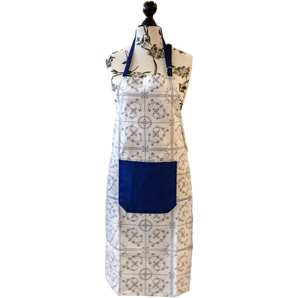 Baumwoll-Schürze Druck "INDISCH BLAU" 90x70cm