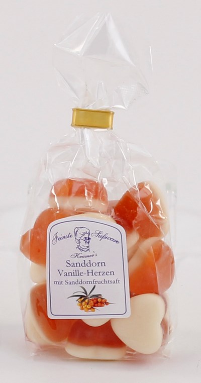 Sanddorn Vanilleschaum Herzen Fruchtgummi, 105 g