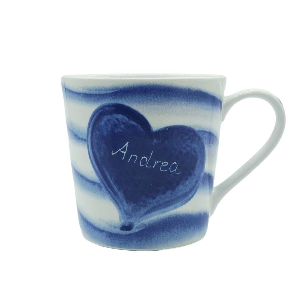 Gravurbecher Herz blau fine bone china 300 ml