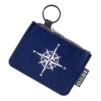 Filz Schlüsseltäschchen, Kompass, blau
