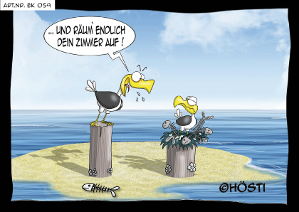 Hösti Postkarte "Zimmer aufräumen"