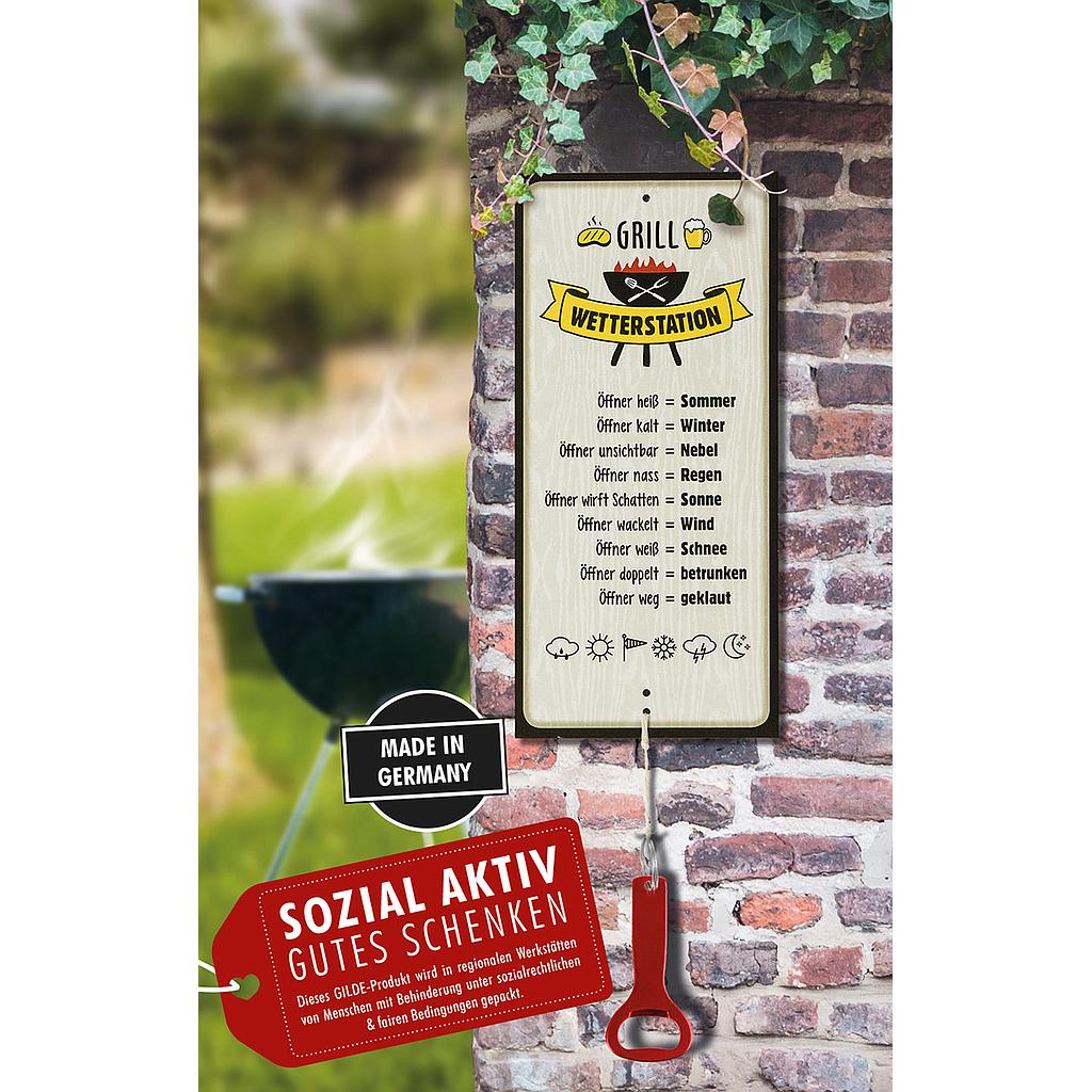 Aluminium Schild Wetterstation Grill