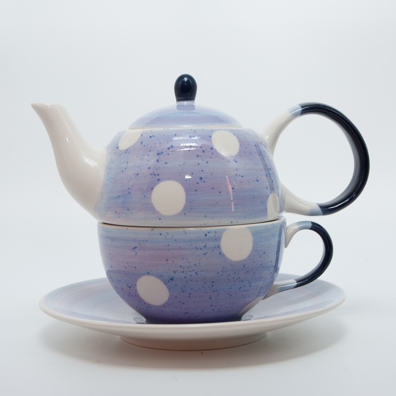 Tea-for-one Set &quot;Bine&quot; Kanne: 0,4 l, Tasse: 0,2 l, Keramik, 4-teilig, Kanne: H 12 cm, Ø 5,5 cm Tasse: H 6 cm, Ø 10 cm