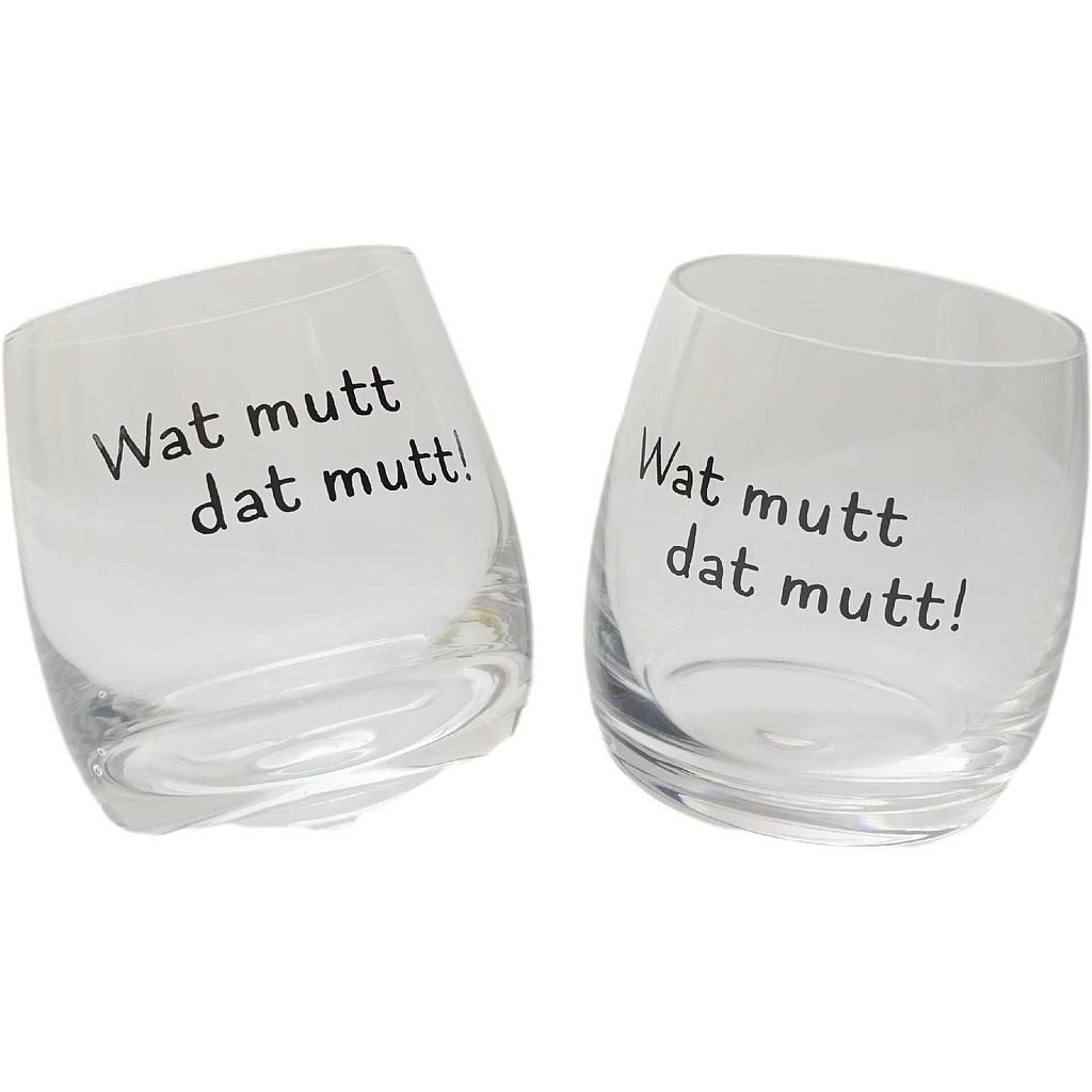 Wobbling Glass "Wat mutt dat Mutt" ca. 200 ml 2er-Set