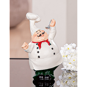 Figur, Koch, "Paolo", Poly, rot, weiß, VE 8, L. 6,5 cm, B. 8,5 cm, H. 13 cm