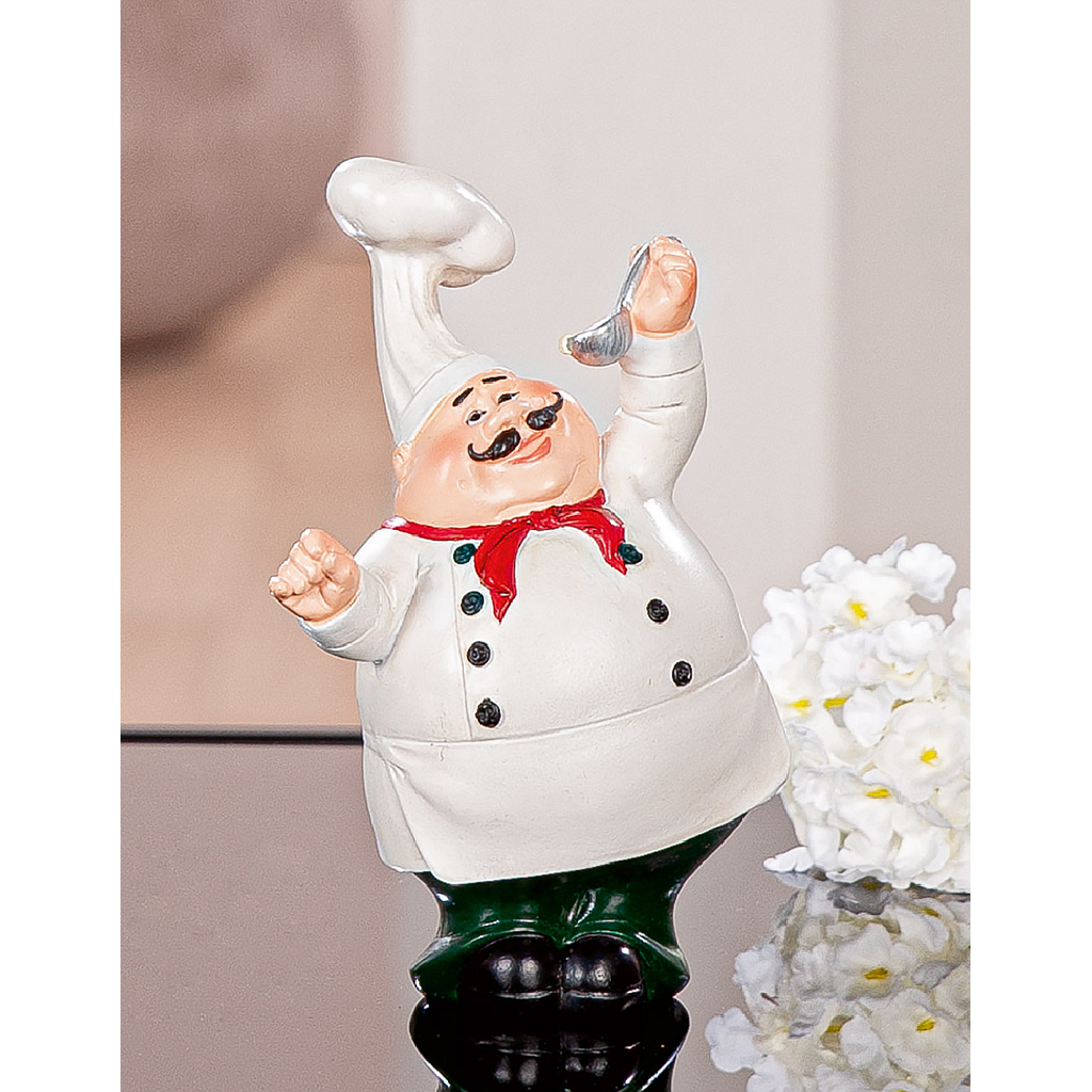 Figur, Koch, &quot;Paolo&quot;, Poly, rot, weiß, VE 8, L. 6,5 cm, B. 8,5 cm, H. 13 cm