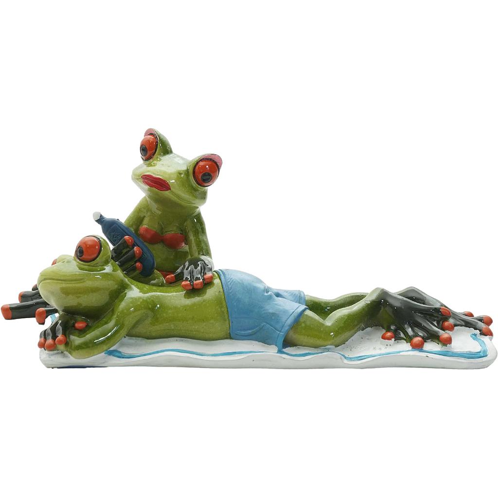 Froschpaar Strand, Mannwird eingecremt