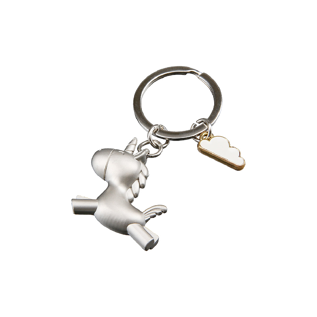 Schlüsselanhänger, "Einhorn", Metall, silberfarben, 2, B. 3,5 cm, H. 7,5 cm