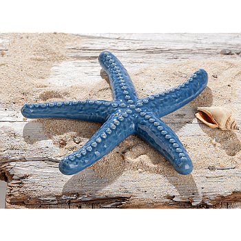 Dekoobjekt, Seestern, "Seestern", Porzellan, blau, L. 15 cm, B. 17 cm, H. 1,5 cm