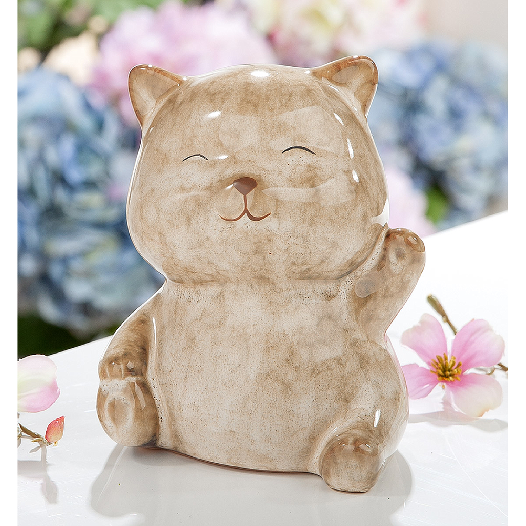 Figur, Katze, &quot;Melle&quot;, Porzellan, braun, L. 10,5 cm, B. 10,5 cm, H. 13,5 cm