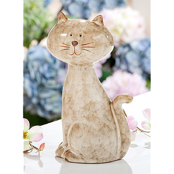 Figur, Katze, "Melle", Porzellan, braun, L. 6,5 cm, B. 9,5 cm, H. 18 cm