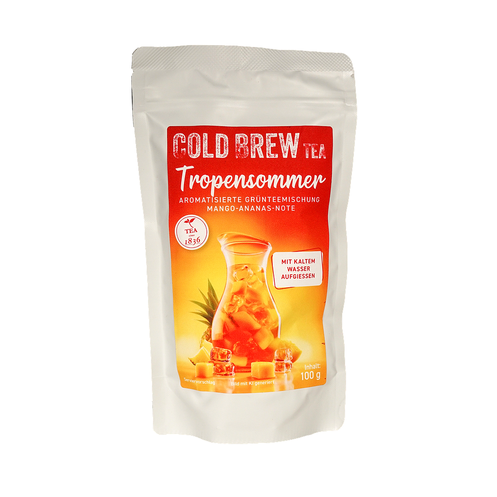 Cold Brew Grünteemischung  Tropensommer Mango-Ananas-Note aromatisierter  Tüte à 100 g