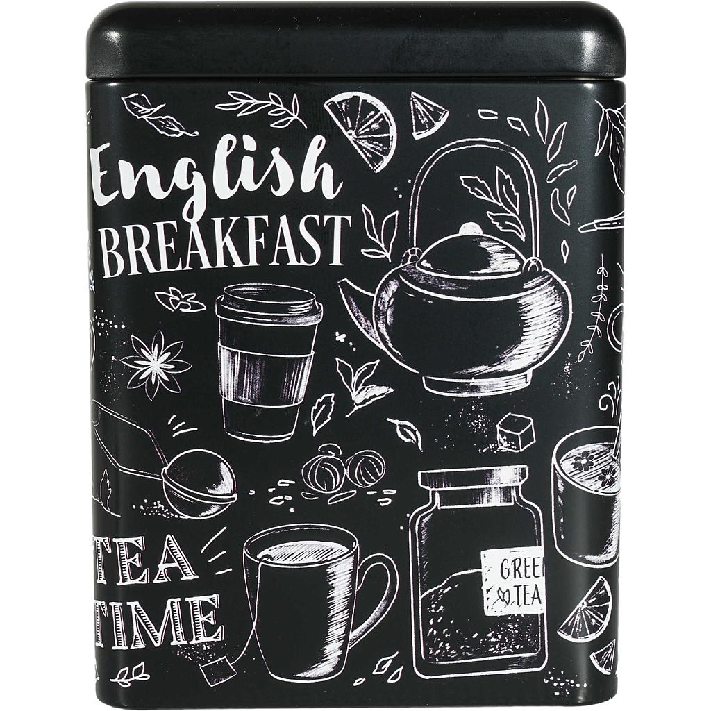 Dose "Noir", 200 g Weißblech, rechteckig, Stülpdeckel,  10 x 7 x 13 cm