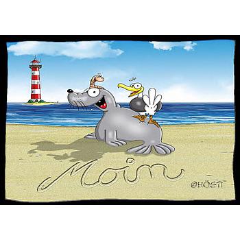 Hösti Postkarte "Moin" mit Leuchtturm