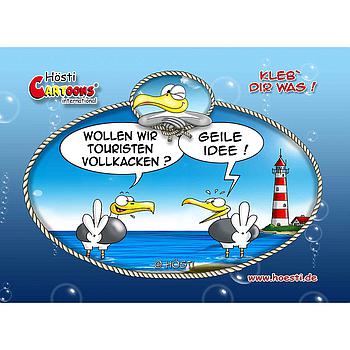 Klebe-Postkarte "Touristen vollkacken"