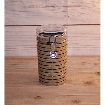 Dose "Loui", 250 g Kunststoff, rund, mit Aroma-Bügelverschluss  in Holzoptik H 18,5 cm, Ø 10 cm