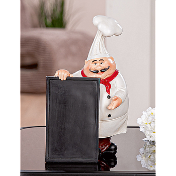 Figur, Koch, "Paolo", Poly, rot, weiß, VE 4, L. 11,5 cm, B. 12,5 cm, H. 21,5 cm