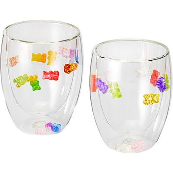 Cup "Sadie" doppelwandiges, hitzebeständiges Glas gefüllt mit bunten Bärchen, 0,3 l / H 11,5 cm, Ø 7,5 cm